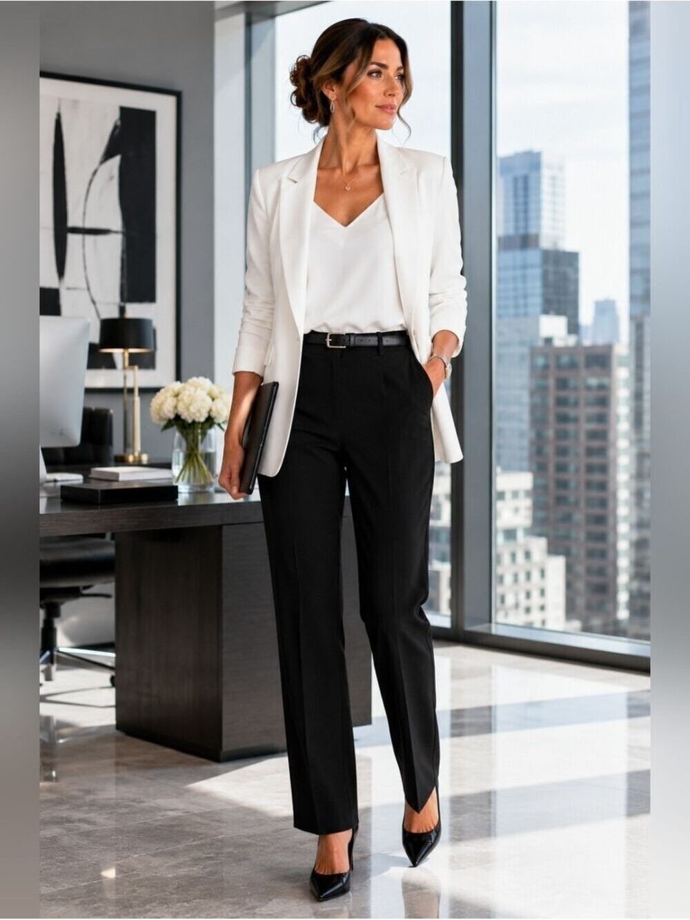 Liz Claiborne Black Career Trousers Size 14 Classic Office Pants - Picture 5 of 9